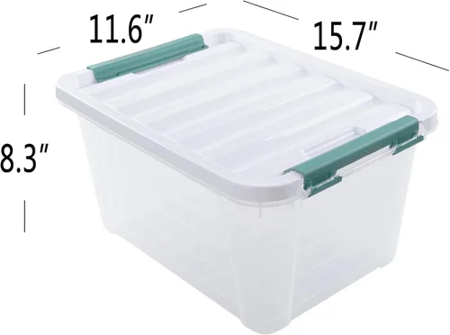 Miniatura 3 de Paquete de 4 cajas transparentes de 20 cuartos de galón con tapas, bolsas de almacenamiento de plástico