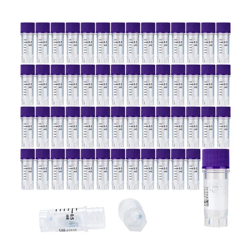 Miniatura 30 de Cryoviales de 0.0 fl oz, 25Pcs Cryotubes con código de barras lateral, frascos de esterilización con rosca externa, tubos de muestra con tapas Azul