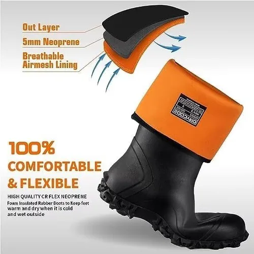 Miniatura 3 de DRYCODE Botas de goma para hombre para todas las estaciones, botas de lluvia impermeables con vástago de acero, de neopreno de 0.197in