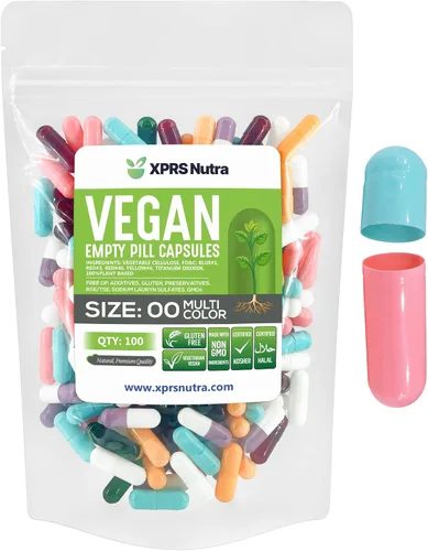 Miniatura 27 de XPRS Nutra Cápsulas vacías de tamaño 00 – 100 cápsulas veganas vacías – Pastillas vacías vegetarianas – Relleno de cápsulas vegetales DIY