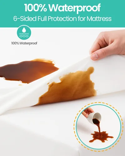 Miniatura 4 de Protector de colchón Queen de 60 x 80 pulgadas (6-10 pulgadas de profundidad), funda de colchón impermeable con cremallera, suave, transpirable