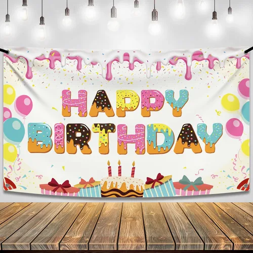 Miniatura 10 de KatchOn, Groovy - Cartel de feliz cumpleaños – 72 x 44 pulgadas Decoraciones de cumpleaños geniales para niños y niñas Groovy Banner telón