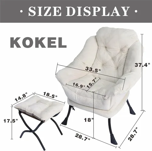 Miniatura 3 de Silla reclinable con otomana plegable, sillas de sala de estar, silla de salón contemporánea de acento, silla de sofá de ocio con marco de acero