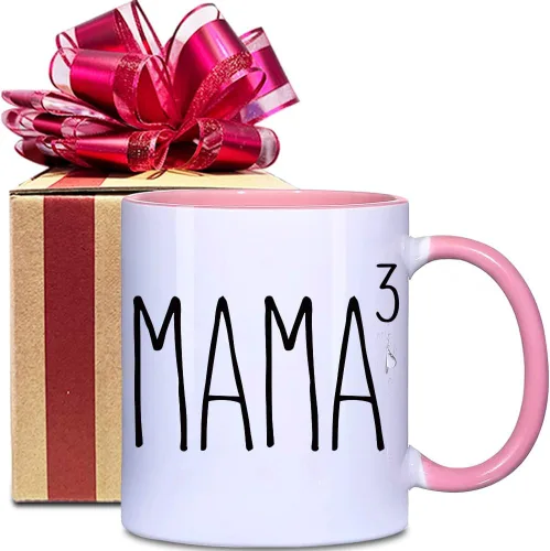 Dnuiyses Taza divertida de madre de tres regalos para mamá, regalos para el día de la madre, regalos de anuncio de embarazo, regalos para mamá, taza
