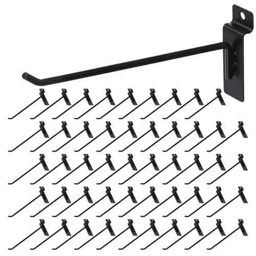 Miniatura 8 de HJW Ganchos Slatwall 50 piezas de 4 pulgadas negro Slatwall accesorios garaje tienda venta al por menor resistente tablero de clavijas rejilla