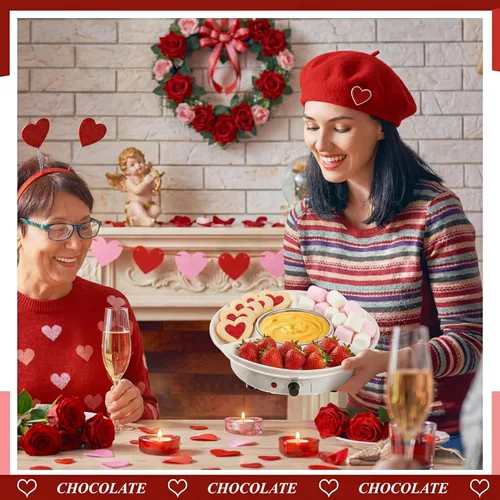 Miniatura 3 de Juego de ollas de fondue eléctricas Lallisa, kit de fondue de chocolate, máquina de fondue eléctrica, bandejas desmontables para servir con 4 Blanco
