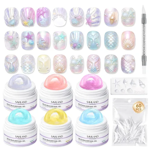 Miniatura 12 de SAVILAND 60 g Gel de uñas 3D: Escultura de arte de uñas en gel 3D moldeado fuerte Blanco Gel de escultura sin necesidad de limpieza para extensión