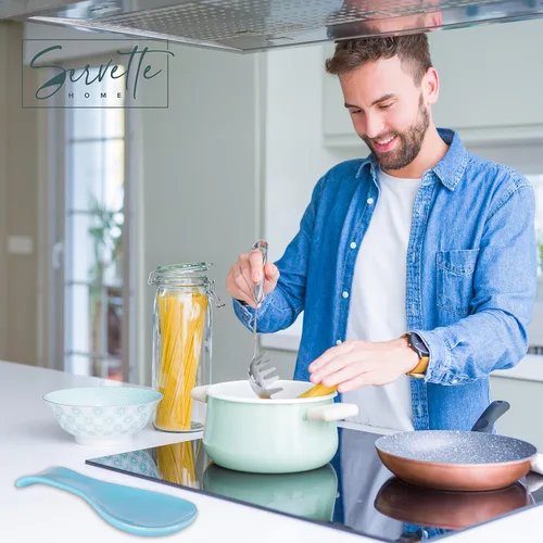 Miniatura 3 de Soporte de cuchara de cerámica azul para cocina