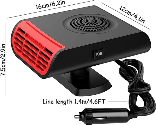 Miniatura 2 de Calentador de Coche, Calentador de Coche Portátil de 12V 150W que se Conecta al Encendedor de Cigarrillos, Calefacción Rápida 2 en 1 Descongelador