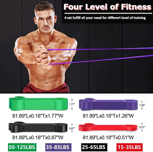 Miniatura 3 de DASKING Bandas de resistencia de látex natural, bandas elásticas de fitness para estiramiento corporal, banda de asistencia para dominadas