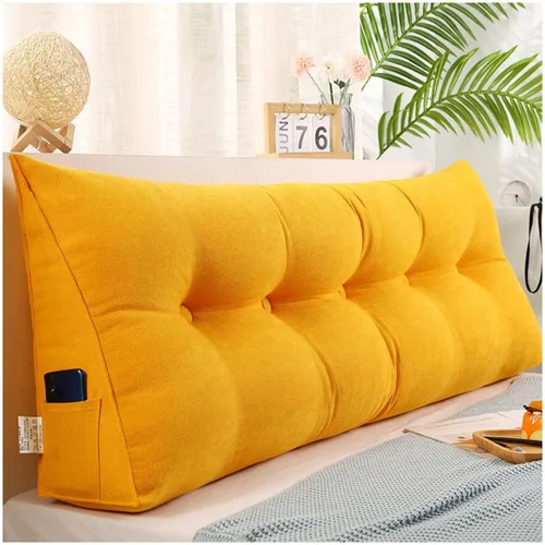 Miniatura 11 de EORNOW Almohada triangular para cabecero, cojín largo para respaldo de cabecero, cojín grande desmontable, almohada de lectura con funda extraíble