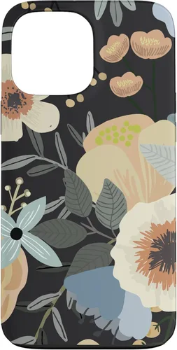 Funda para iPhone 13 Pro Max Boho Wildflower Garden Botanical Floral Pattern (negro)
