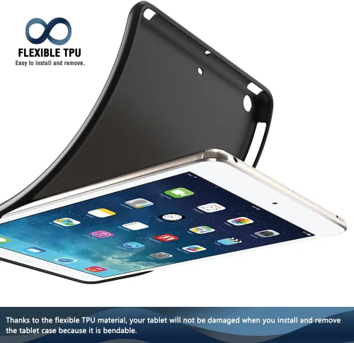 Miniatura 4 de Puxicu Funda para iPad mini 1 2 3, diseño delgado mate TPU goma suave TPU cubierta protectora para 7.9 "iPad mini funda 1ª 2ª 3ª generación, negro