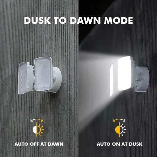 Miniatura 2 de LUTEC Foco LED de 3500 lúmenes 32 W 5000 K, doble cabezal integrado, resistente al agua al atardecer y al amanecer, luz de pared de seguridad Blanco