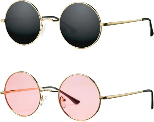 Miniatura 2 de COASION Gafas de sol polarizadas redondas pequeñas retro para mujeres y hombres, gafas de sol circulares UV400