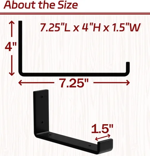 Miniatura 2 de Paquete de 8 soportes de estante de 7.25 pulgadas de largo x 4 pulgadas de alto x 1.5 pulgadas de ancho, soporte de estante flotante de hierro
