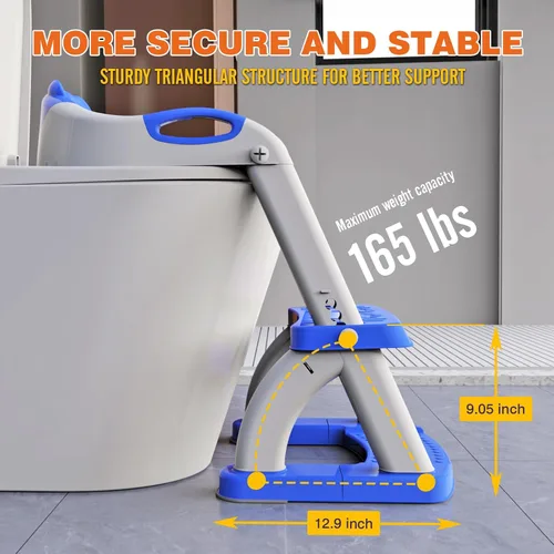 Miniatura 5 de Asiento de Entrenamiento para Ir al Baño, SKYROKU Inodoro de Entrenamiento con Escalón con Escalera, para Niños Niñas y Pequeños - Asiento