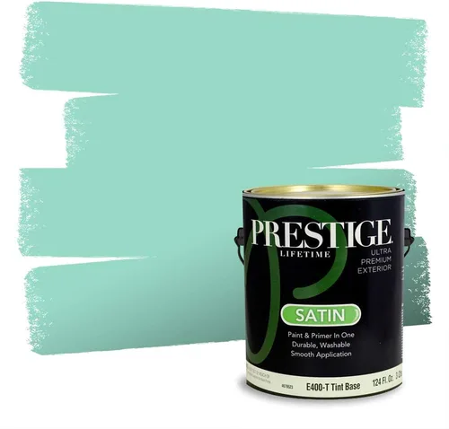Miniatura 39 de Prestige Paints - Pintura exterior e imprimación en uno, 1 galón, plano, compatibilidad comparable con el color menta «Whipped Mint» de Behr