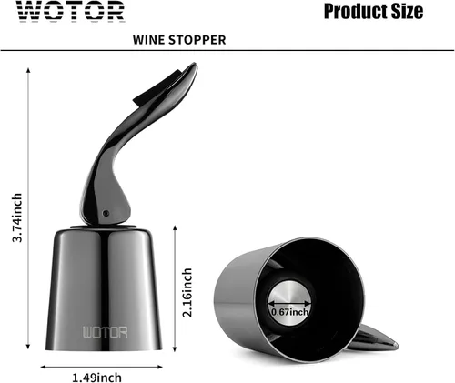 Miniatura 7 de WOTOR Tapones para botellas de vino de acero inoxidable con silicona, reutilizable, protector de vino y sellador decorativo de botellas, a prueba