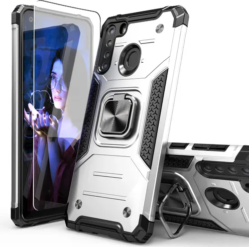 Miniatura 8 de Funda para Galaxy A15 con protector de pantalla negro para hombres y niños, cubierta híbrida de prueba de caídas con soporte para tarjeta de montaje