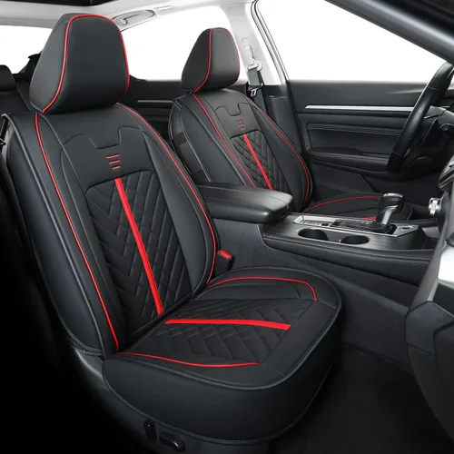 Miniatura 2 de LUCKYMAN CLUB Fundas de asiento para Altima, compatibles con Altima S SR SV SL Platinum Sedan 2013-2025 con piel sintética impermeable (Negro y Rojo)