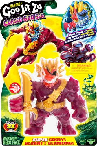 Miniatura 2 de Heroes of Goo Jit Zu Cursed Goo Sea Súper pegajosa, figura de acción de Goo llena de Goo Blazagon Hero Pack con cara que cambia