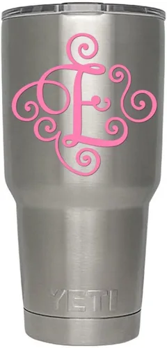 Miniatura 94 de Monogram - Calcomanía troquelada/vinilo adhesivo. Haga clic para opciones de color/letra. Disponible en cuatro colores y todas las letras de la A