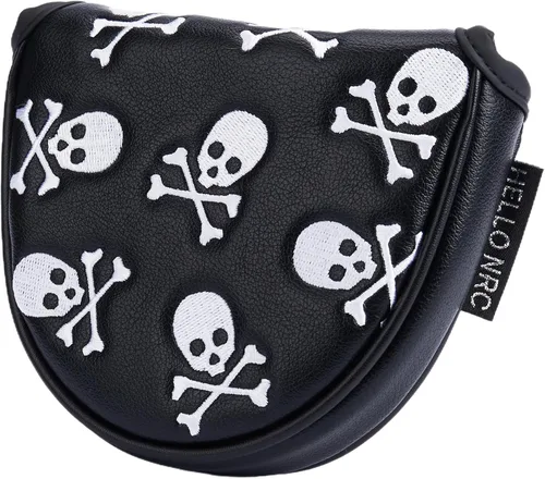 Miniatura 4 de Golf Club Skull Skeleton Mallet Putter Cover Magnetic Closure PU Leather Headcover