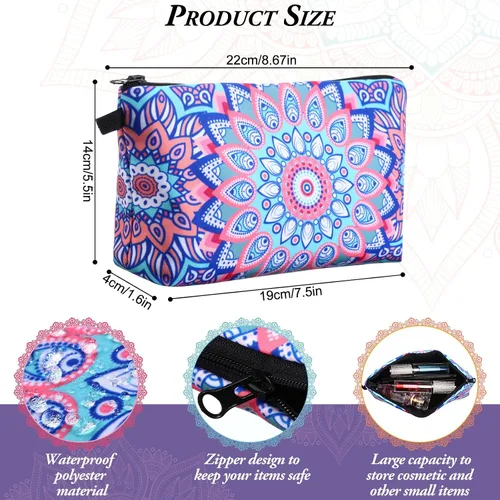 Miniatura 2 de Dunzy 16 bolsas de maquillaje a granel para mujeres, regalos para mamá, bolsas de cosméticos de lona con bolsas con cremallera, organizador