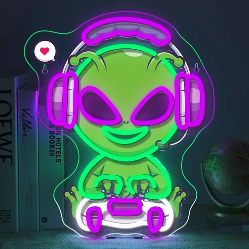 Miniatura 21 de Letreros de Neón de Cartas de Juego para Decoración de Pared Póquer Adolescentes Luz LED Neón Azul Blanco Letrero de Luz USB para Dormitorio Casino