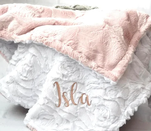 Miniatura 5 de Manta de bebé de felpa personalizada con nombre personalizado para el nombre del bebé de las niñas, regalo de bebé personalizado para baby shower