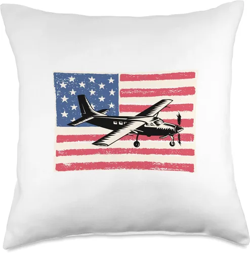 Miniatura 4 de Airplane For Men Humor Pilot Gift Idea American Flag Throw Pillow