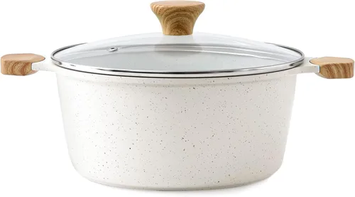 Miniatura 12 de SENSARTE Olla de cerámica antiadherente con tapa, olla de cocción de inducción de 4.5 cuartos de galón con tapa de vidrio templado, olla