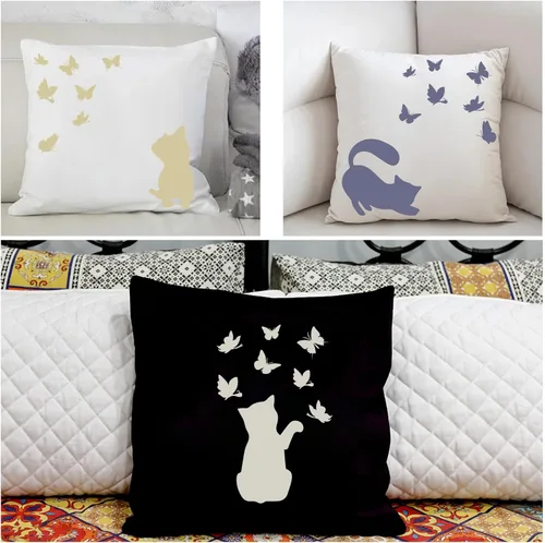 Miniatura 6 de Plantilla de gato Mylar hoja mariposa plantilla para pintar pared dormitorio baño moderno Shabby Chic arte artesanal