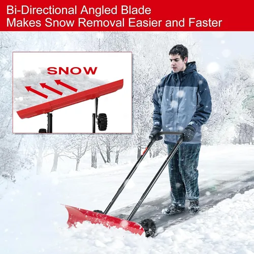 Miniatura 3 de Brewin Tools - Pala de nieve de 38 pulgadas para calzada, Brewin SnowPro resistente bidireccional con ruedas y hoja angular para una eficiente