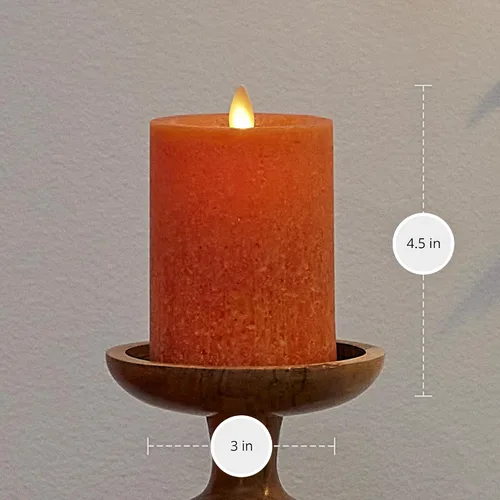 Miniatura 5 de Luminara Vela sin llama de cristal marino, calabaza de cosecha de 3 x 4.5 pulgadas, pilar de llama LED móvil con temporizador, funciona