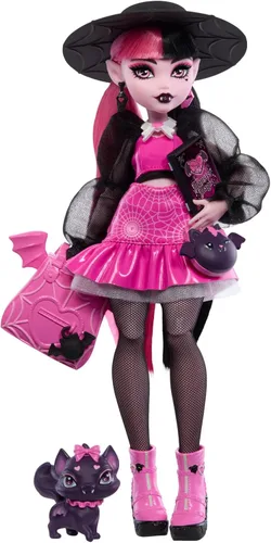 Miniatura 9 de Muñeca de Monster High Spectra Vondergeist con hurón mascota Rhuen y accesorios como mochila, tableta, bocadillos y más