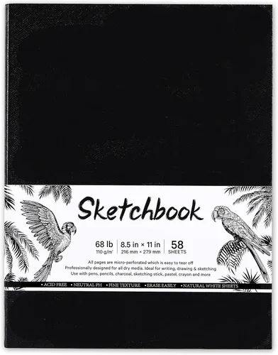 Cuaderno de bocetos de tapa dura, 8.5 x 11 pulgadas, libro de bocetos duradero para adultos profesionales, artistas y aficionados, 68 lb/110 GSM, 58