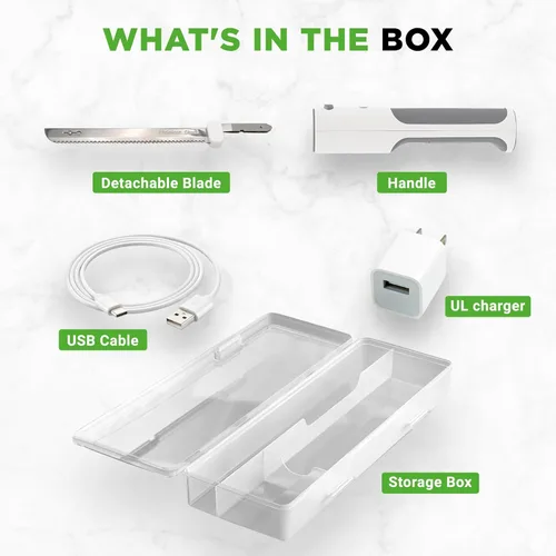 Miniatura 7 de NutriChef Cuchillo eléctrico inalámbrico Botón de seguridad fácil de usar con función constante de ENCENDIDO/APAGADO Para cortar pavo, carnes