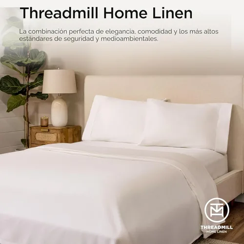 Miniatura 8 de Threadmill Sábanas de Algodón 100% para Cama Tamaño Queen - Juego de Sábanas Queen de 600 Hilos con Bolsillo Profundo de 16 pulgadas - Juego de Ropa