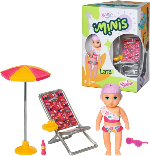 BABY born Minis Playset Summertime con Lara 356,744.9-2.8 in Muñeca con accesorios exclusivos y cuerpo móvil para un juego realista - Niños a partir