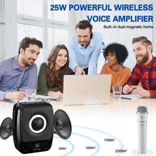 Miniatura 2 de Amplificador de voz con micrófonos profesionales duales, micrófono portátil inalámbrico de 25 W y sistema de altavoces, altavoz Bluetooth