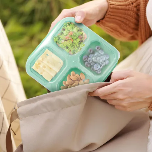 Miniatura 7 de Cididu Paquete de 8 loncheras Bento de 4 compartimentos, contenedor de preparación de comidas, caja de aperitivos dividida reutilizable con tapa