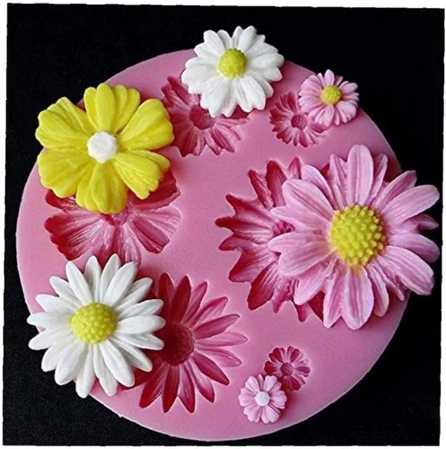 Molde de silicona 3D en forma de flor de azúcar, molde de decoración de chocolate para flores de hielo, molde para hornear arcilla, color rosa
