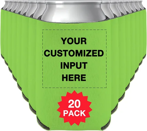 Miniatura 76 de Enfriadores de cerveza personalizados con manga de lata, 20 unidades, enfriador de latas personalizado con logotipo de foto para bodas, pesca, Negro