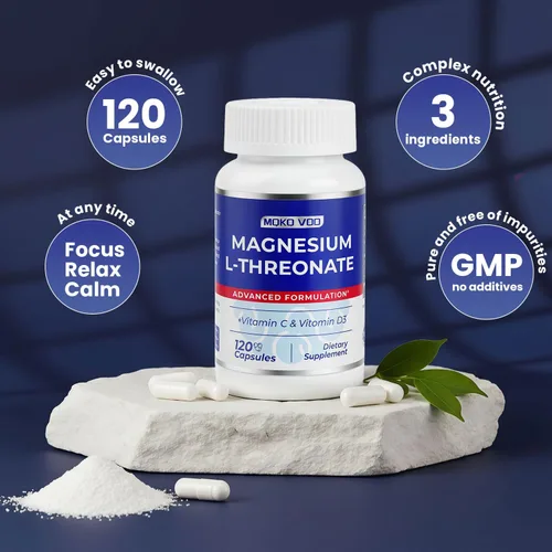 Miniatura 4 de Magnesio L-treonato de vitamina C y D3, 120 cápsulas Magnesio de alta absorción para la salud cerebral, la concentración, la calma y el sueño