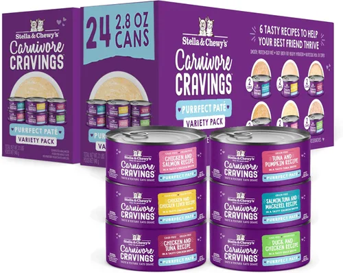 Miniatura 22 de Stella & Chewy's Carnivore Cravings Purrfect Paté - Alimento húmedo prémium sin granos para gatos, receta de atún y calabaza, alto en proteínas