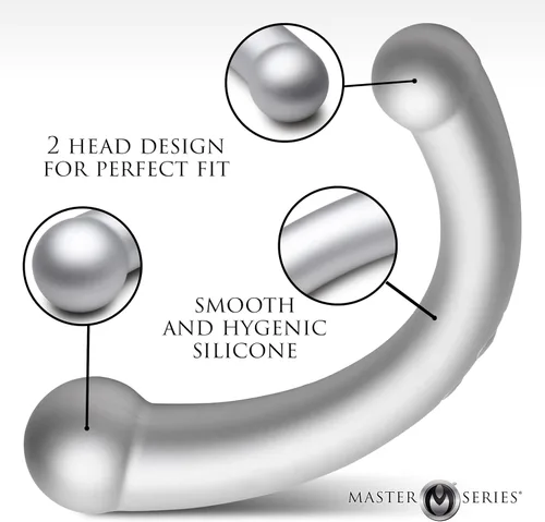 Miniatura 3 de MASTER SERIES Consolador de doble extremo 10X Vibra-Crescent fabricado con silicona de primera calidad para hombres, mujeres y parejas. Punto G