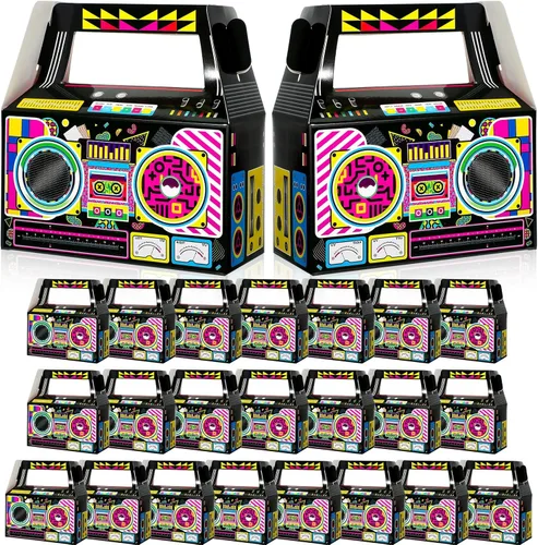 Zonon 24 Piezas Cajas de Favores de Fiesta de los 80s Cajas Boom Novedosas de los 90s Decoración de Fiesta Regalo Dulces Golosinas para Centros de