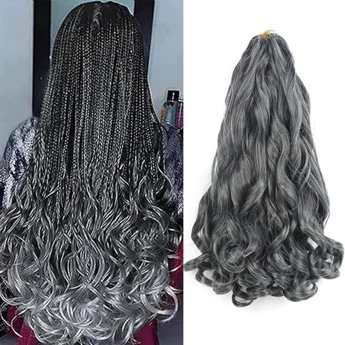 Miniatura 35 de Cabello rizado francés para trenzar de 12 pulgadas, 8 paquetes de cabello rizado preestirado para trenzas de caja, rizos franceses, trenzas